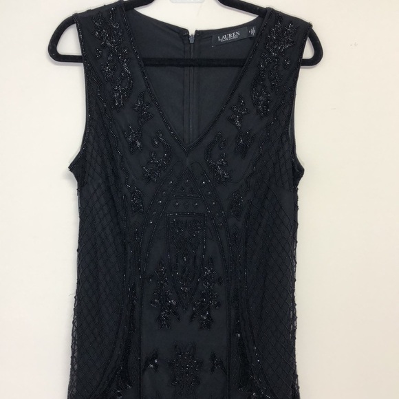 Ralph Lauren Black Label Beaded Sleeveless Cocktail Dress Black Size 6 - Picture 5 of 13
